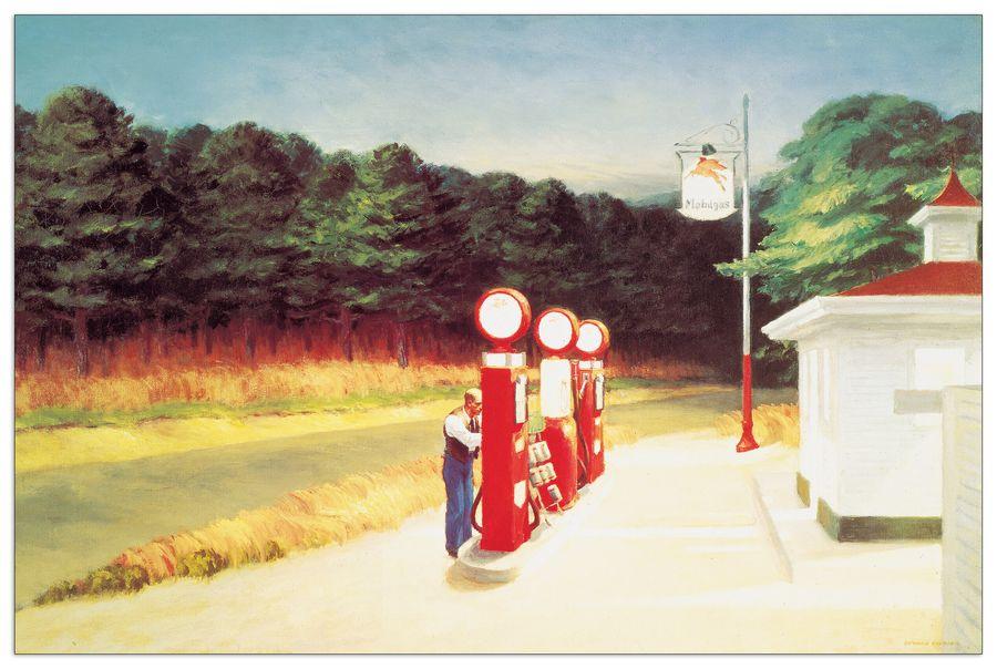 artopweb Hopper - Gas 1940 Decorative MDF Panel (72x48cm)