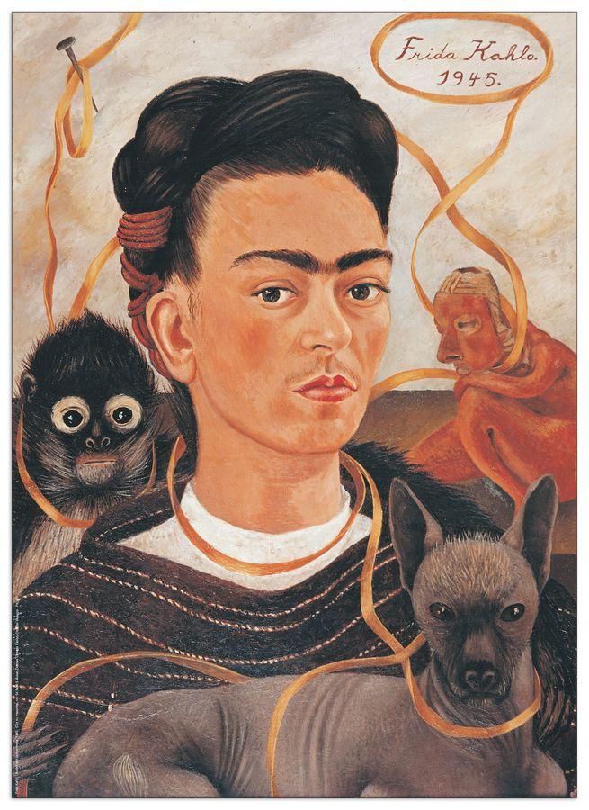 artopweb Kahlo - Autoritratto Con Scimmia Decorative MDF Panel (49x68cm)