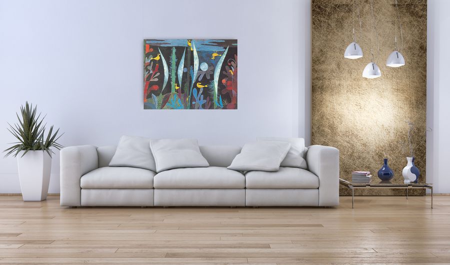Artopweb Klee - Paesaggio Con Uccelli Gialli Decorative MDF Panel (80x60cm)