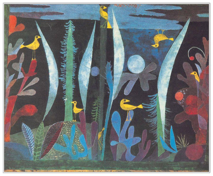 artopweb Klee - Paesaggio Con Uccelli Gialli Decorative MDF Panel (38x31cm)