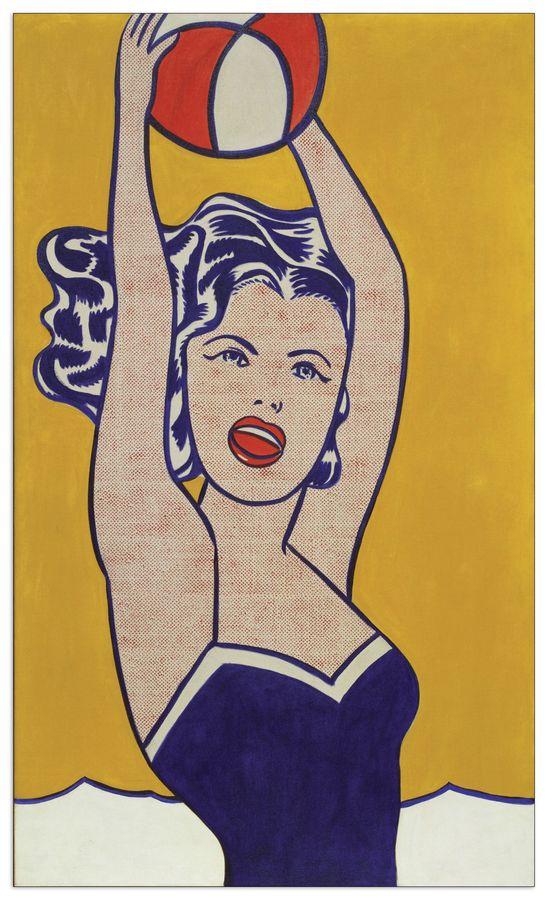 artopweb Lichtenstein - Girl With Ball Decorative MDF Panel (60x100cm)
