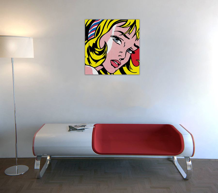 Artopweb Lichtenstein - Girl With Hair Ribbon 1965 Decorative MDF Panel (60x80cm)