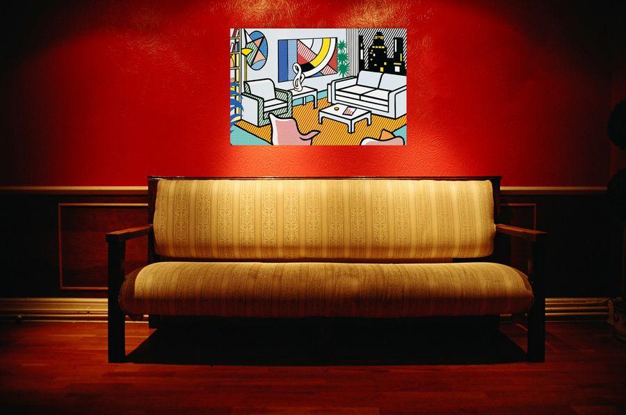 Artopweb Lichtenstein - Interior With Skyline Collage For Painting Decorative MDF Panel (123x81cm)