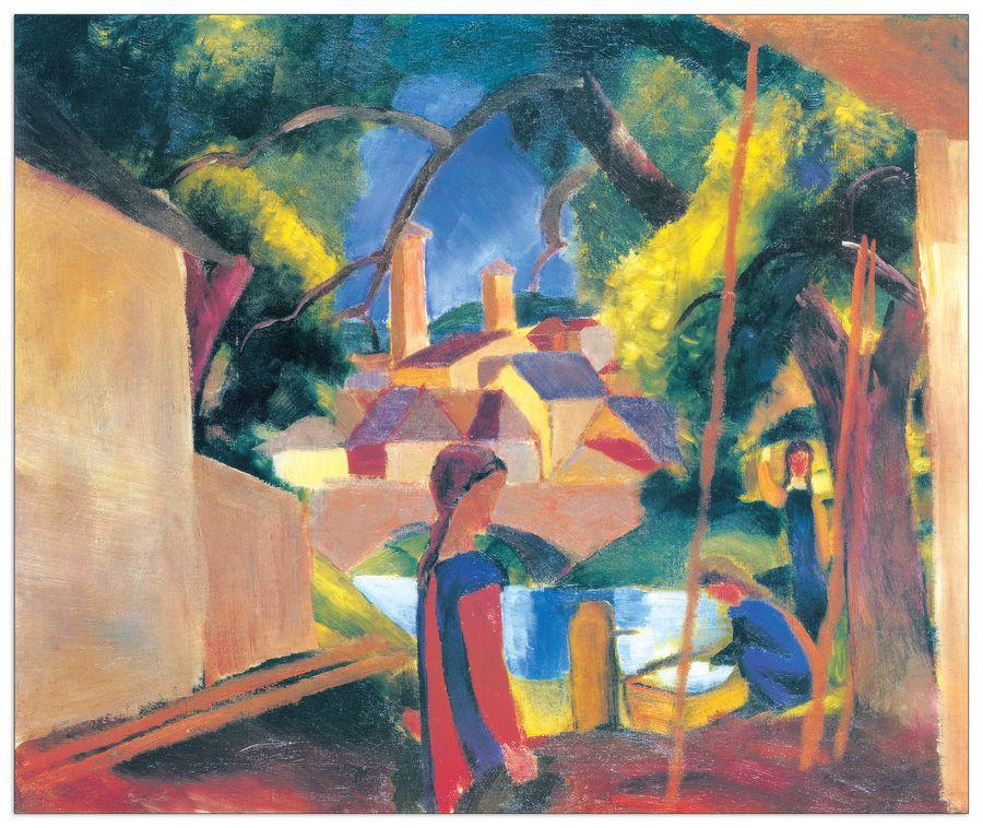 artopweb Macke - Kinder Am Brunnen Decorative MDF Panel (100x84cm)
