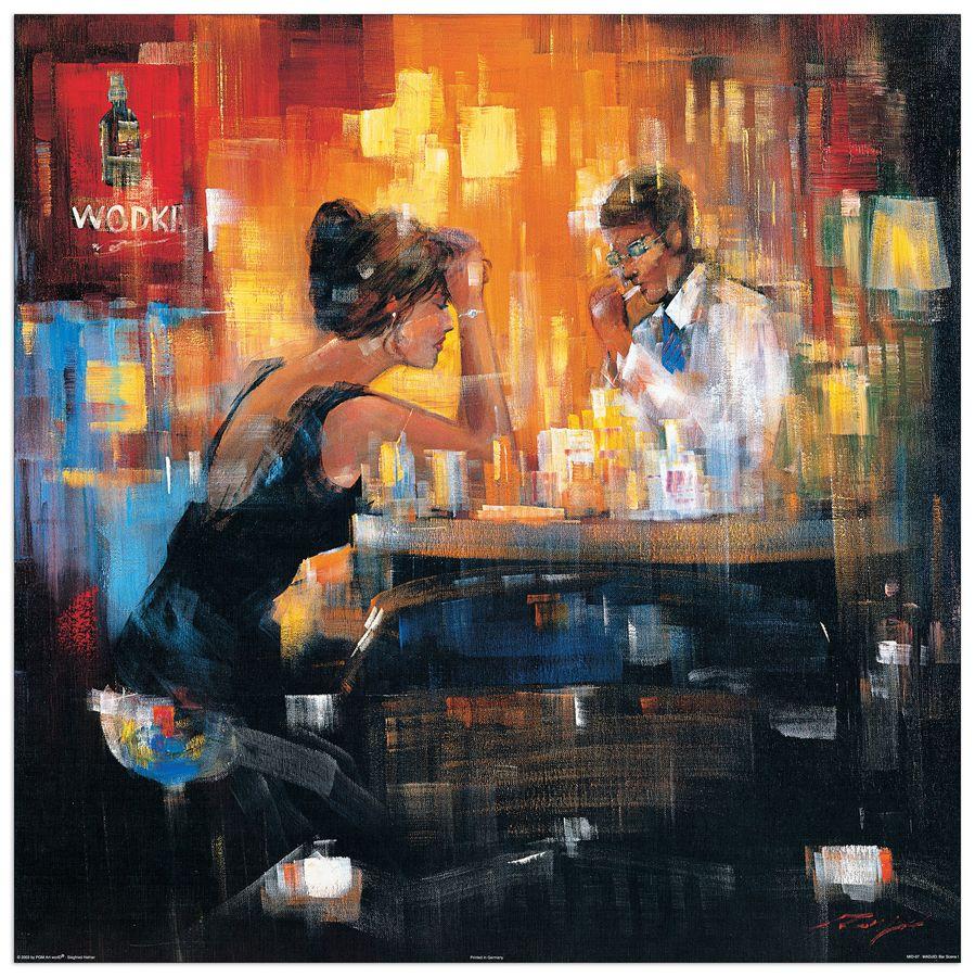 artopweb Madjid - Bar Scene I Decorative MDF Panel (70x70cm)