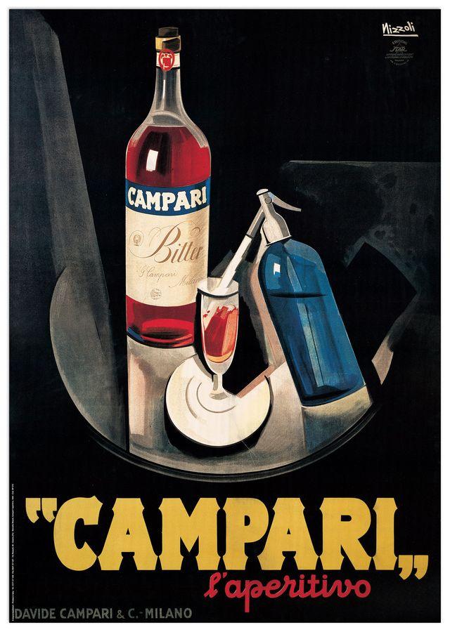 artopweb Marcello Nizzoli - Campari L Aperitivo Decorative MDF Panel (69x98cm)