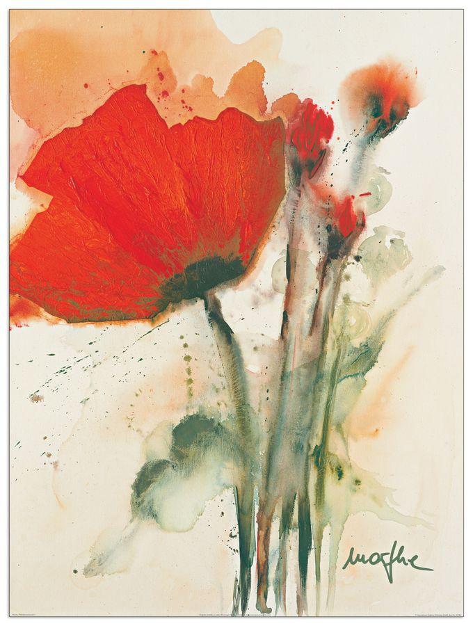 artopweb Marthe - Mohnblumenstraua I Decorative MDF Panel (30x40cm)