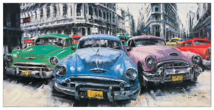 artopweb Massa - Classic American Cars In Havana Decorative MDF Panel (100x50cm)