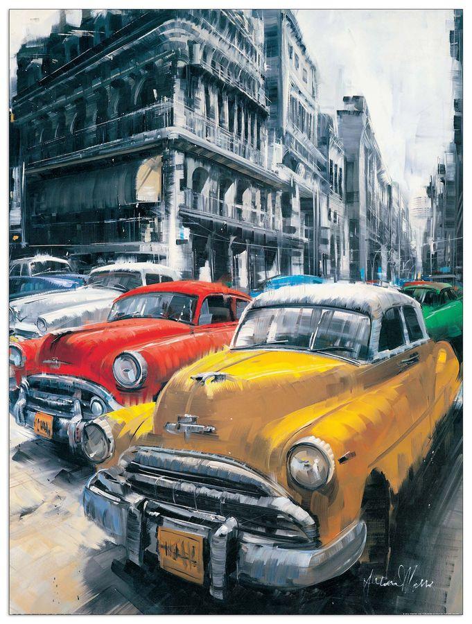 artopweb Massa - Havana Vintage Classic Cars I Decorative MDF Panel (60x80cm)