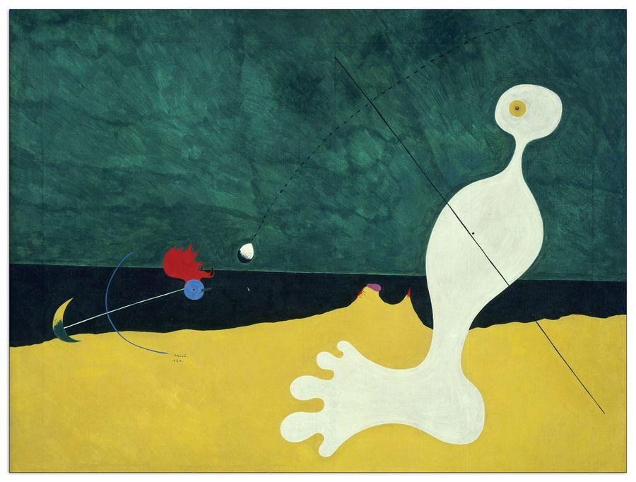 artopweb MirÒ - Person Throwing A Stone At A Bird Decorative MDF Panel (80x60cm)