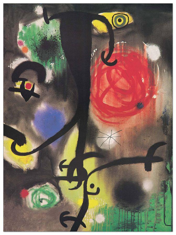 artopweb MirÒ - Woman And Birds At Night Decorative MDF Panel (44x60cm)