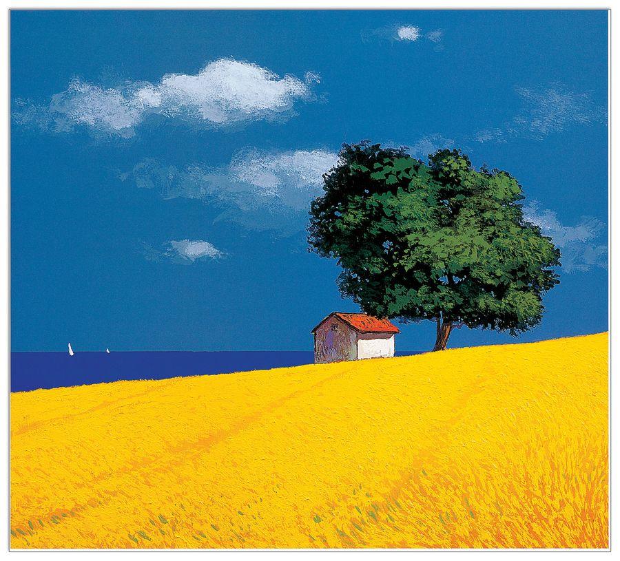 artopweb Mondelli - Casetta Con Albero Decorative MDF Panel (40x40cm)