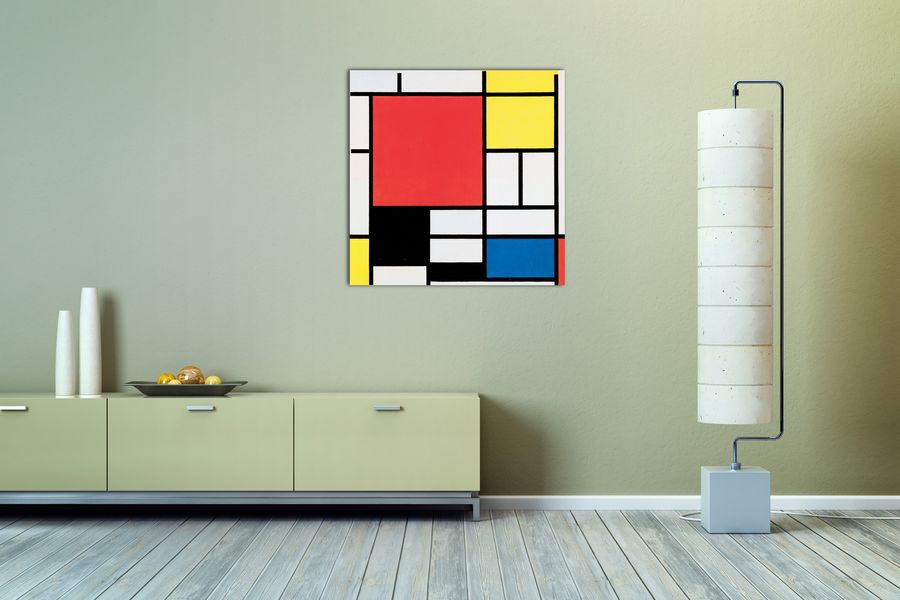 Artopweb Mondrian - Komposition Mit Rot Gelb Blau Und Schwarz Decorative MDF Panel (70x70cm)