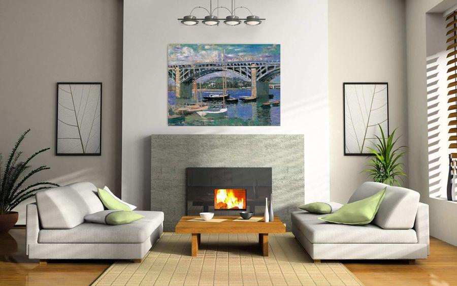 Artopweb Monet - Seinen Brucke In Argenteuil Decorative MDF Panel (100x73cm)
