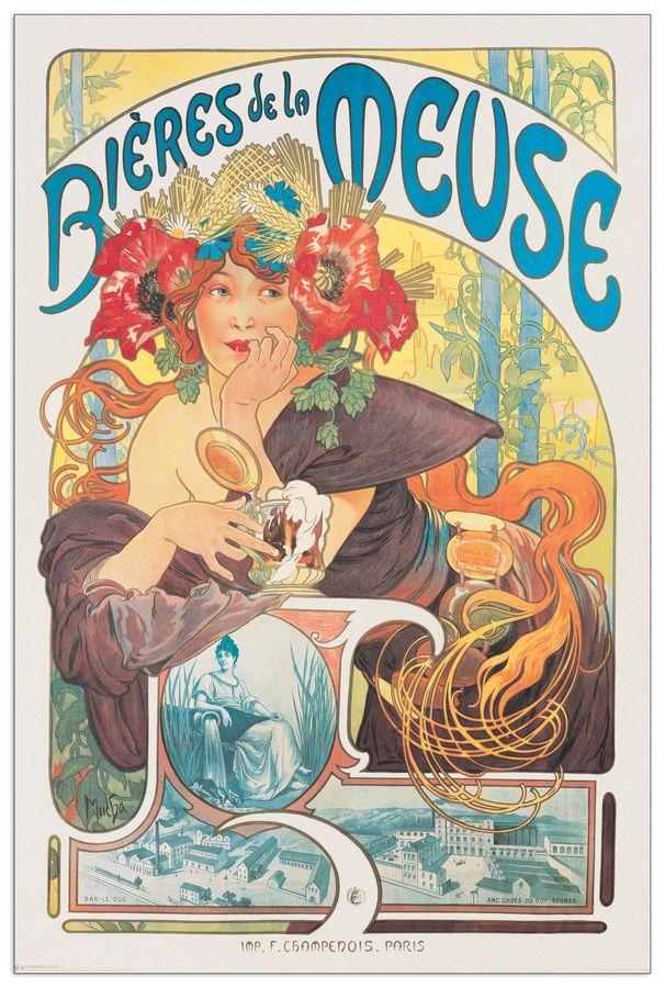 artopweb Mucha - Biere De La Meuse Decorative MDF Panel (60x90cm)