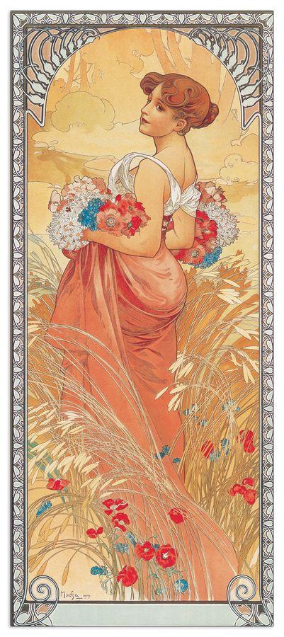 artopweb Mucha - Etè 1900 Decorative MDF Panel (19x43cm)