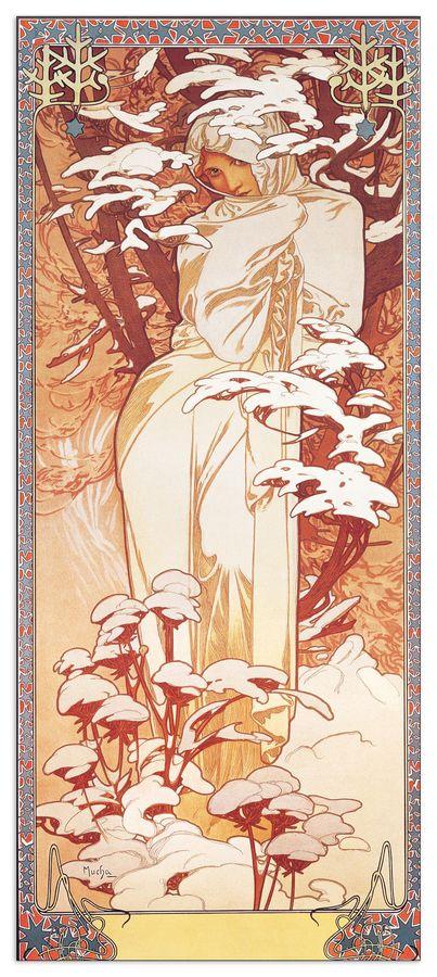 artopweb Mucha - Hiver 1900 Decorative MDF Panel (19x43cm)