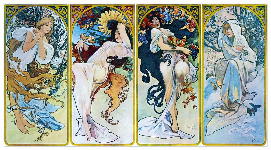 artopweb Mucha - Les saisons 1897 Decorative MDF Panel (100x54cm)