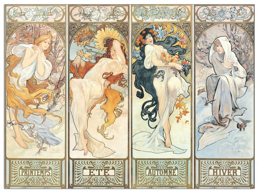 artopweb Mucha - Les Saisons 1897 Decorative MDF Panel (42x31cm)