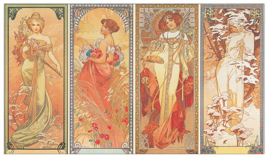 artopweb Mucha - Les saisons 1900 Decorative MDF Panel (120x69cm)