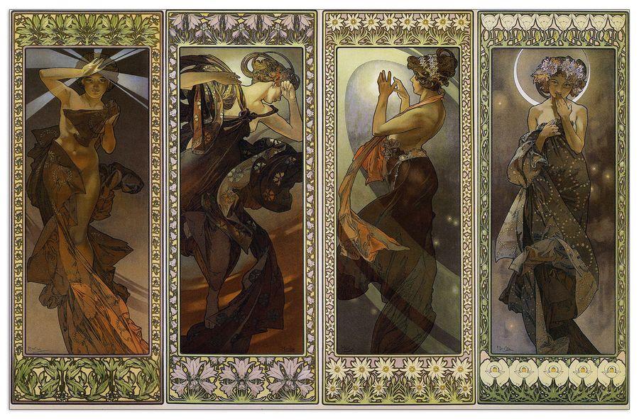artopweb Mucha - The moon and stars Decorative MDF Panel (70x45cm)