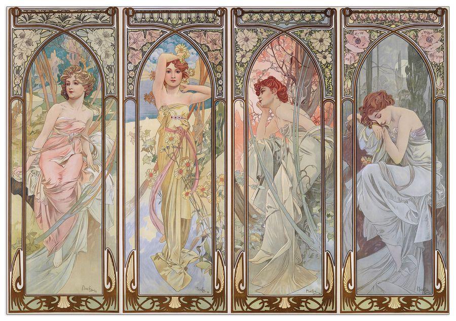 artopweb Mucha - Time of the day Decorative MDF Panel (70x48cm)