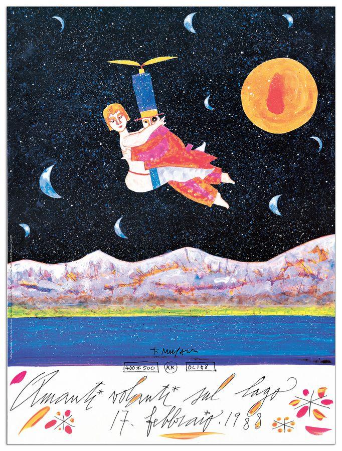 artopweb Musante - Amanti Volanti Sul Lago Decorative MDF Panel (60x80cm)