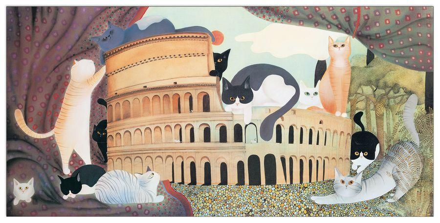 artopweb Null - Gatti Al Colosseo Decorative MDF Panel (95x47cm)