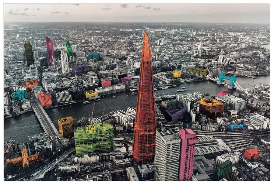 artopweb Null - London Colour Splash Decorative MDF Panel (90x60cm)