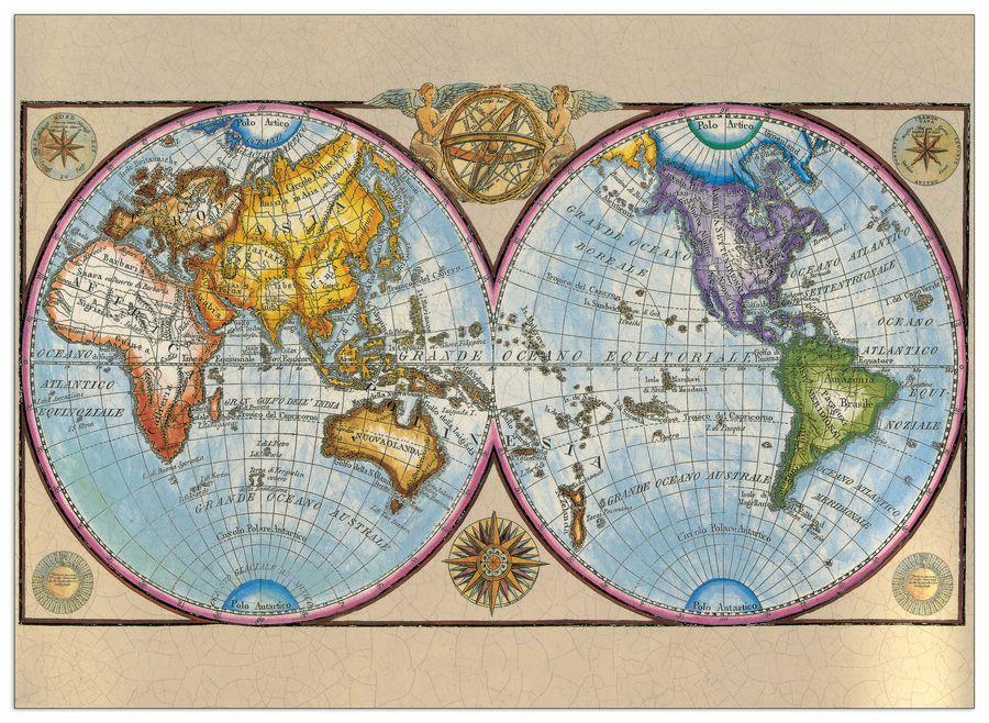 artopweb Null - Mappamondo Decorative MDF Panel (100x72cm)