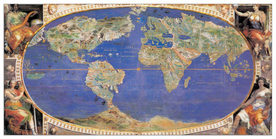 artopweb Null - Mappamondo Decorative MDF Panel (140x69cm)