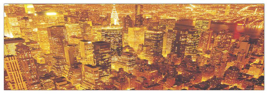 artopweb Null - New York Golden Decorative MDF Panel (90x30cm)