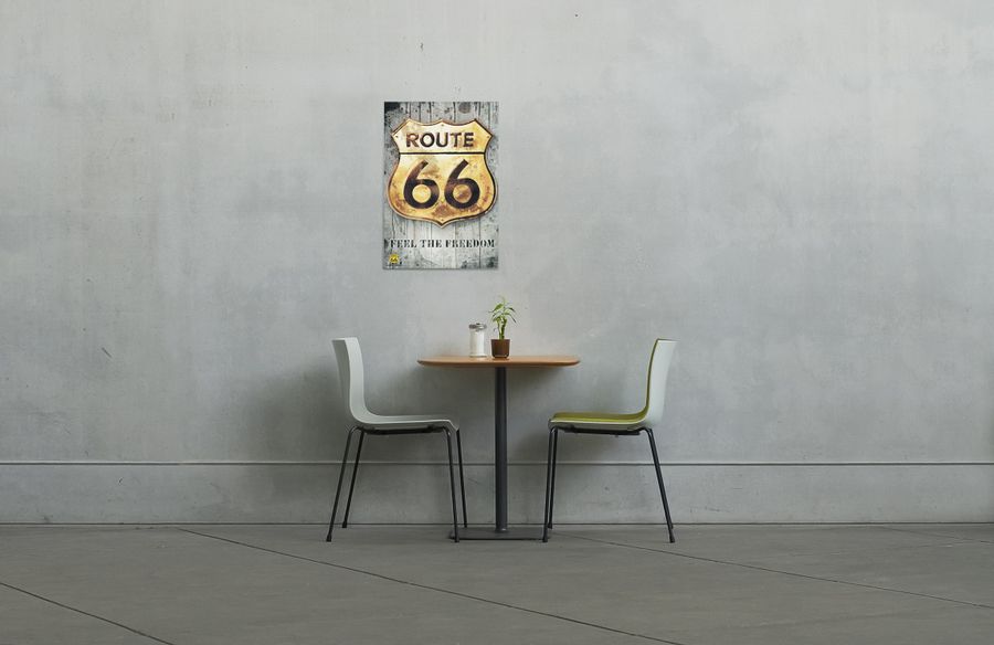 Artopweb Null - Route 66 Golden Sign Decorative MDF Panel (60x90cm)