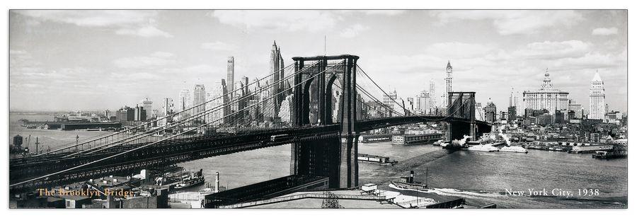 artopweb Null - The Brooklyn Bridge NYC 1938 Decorative MDF Panel (100x33cm)