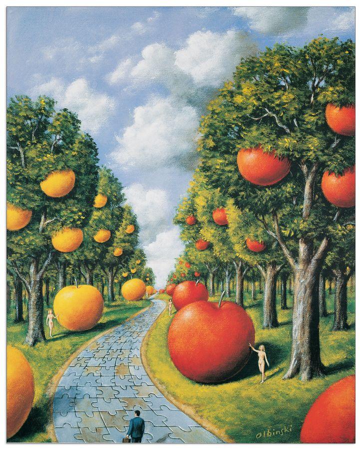 artopweb Olbinski - Apple Trees Decorative MDF Panel (57x72cm)