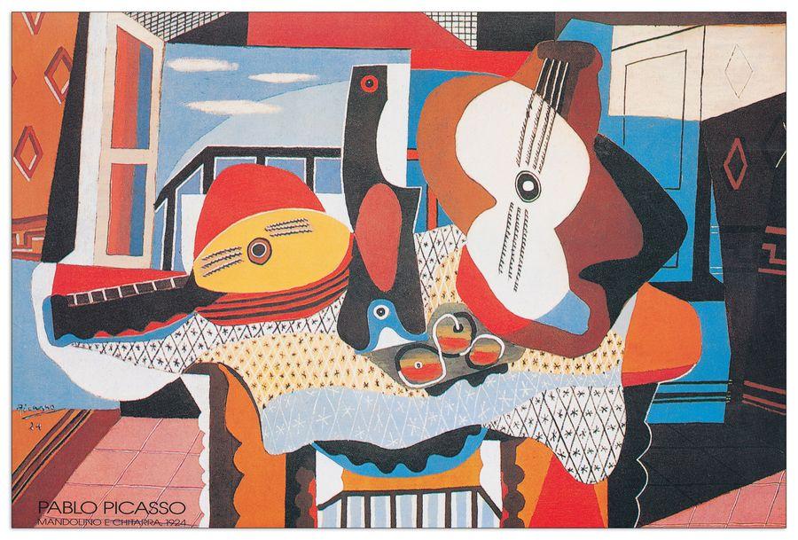 artopweb Picasso - Mandolino E Chitarra 1924 Decorative MDF Panel (90x60cm)