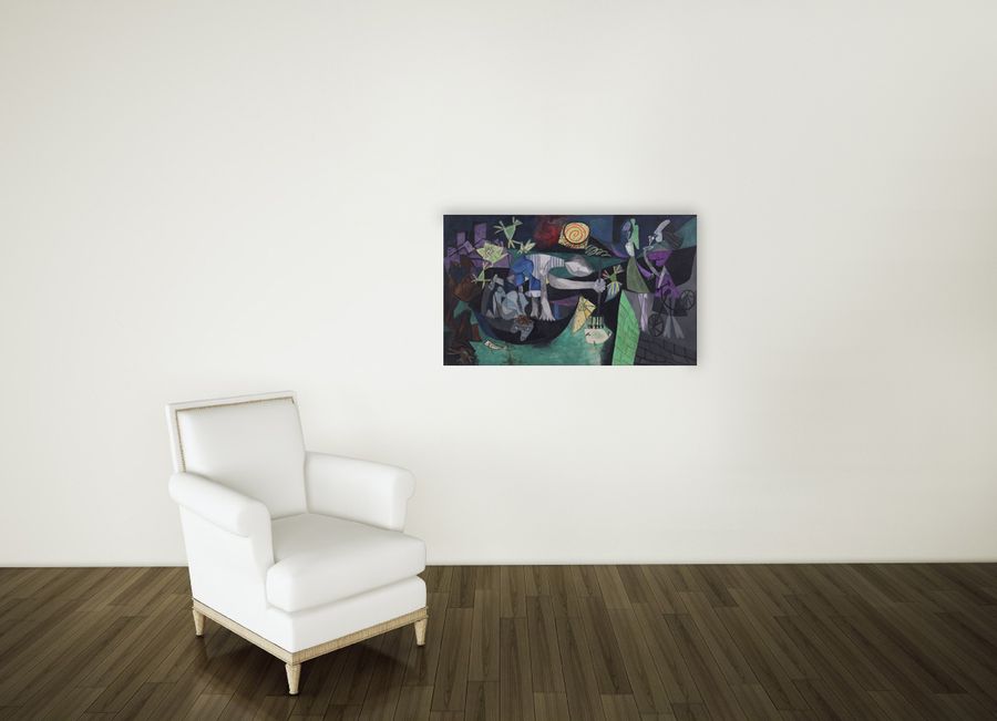 Artopweb Picasso - Night Fishing At Antibes Decorative MDF Panel (80x47cm)