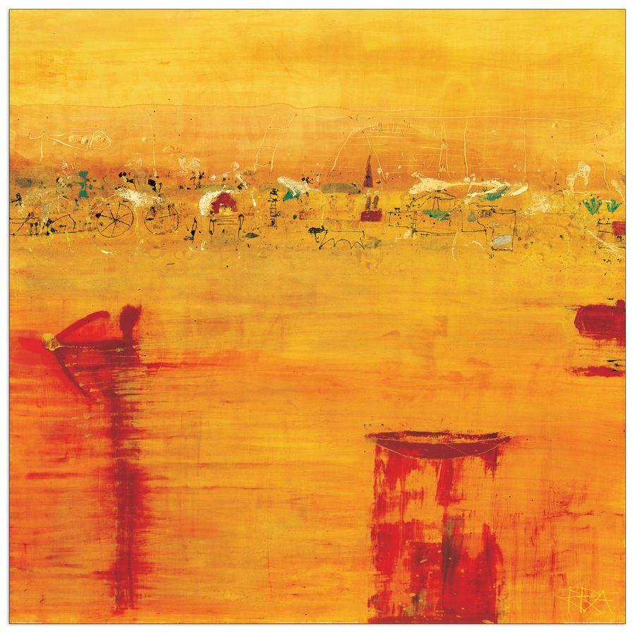 artopweb Richter - Armgart - Orange Landscape Decorative MDF Panel (100x100cm)