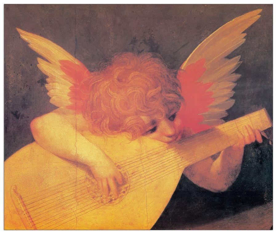 artopweb Rosso Fiorentino - Putto Musicante Decorative MDF Panel (100x84cm)