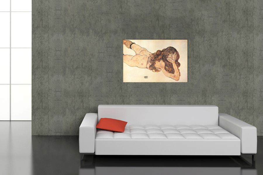 Artopweb Schiele - Am Bauch Liegender Weiblicher Akt 1917 Decorative MDF Panel (140x93cm)