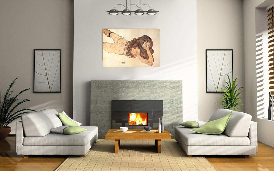 Artopweb Schiele - Am Bauch Liegender Weiblicher Akt 1917 Decorative MDF Panel (100x66cm)