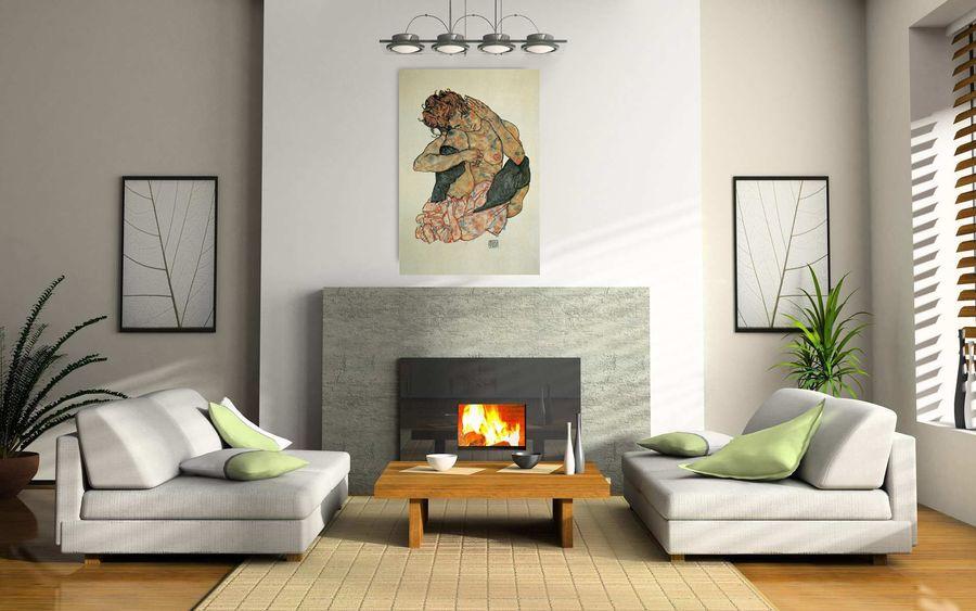 Artopweb Schiele - Kauernder Maedchenakt Decorative MDF Panel (68x100cm)