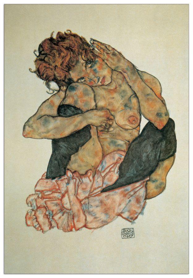 artopweb Schiele - Kauernder Maedchenakt Decorative MDF Panel (68x100cm)