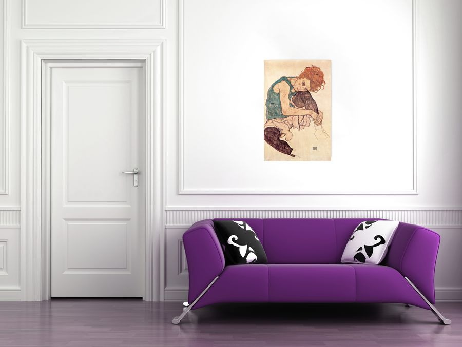 Artopweb Schiele - Sitzende Fra Decorative MDF Panel (66x100cm)