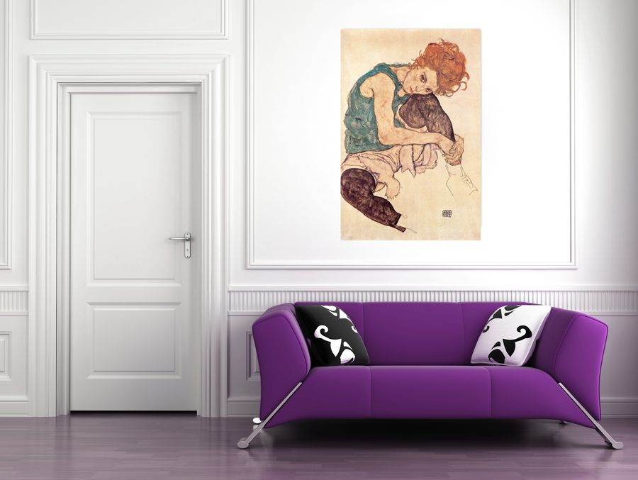 Artopweb Schiele - Sitzende Fra Decorative MDF Panel (93x140cm)