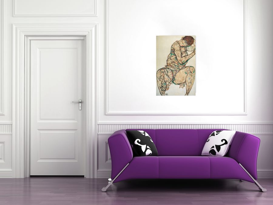 Artopweb Schiele - Sitzende Frau Mit Linker Hand In Haar Decorative MDF Panel (65x100cm)