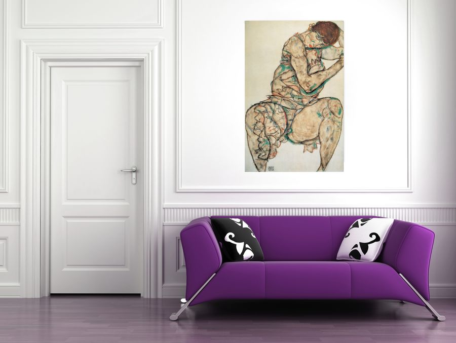 Artopweb Schiele - Sitzende Frau Mit Linker Hand In Haar Decorative MDF Panel (91x140cm)