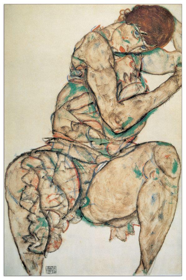 artopweb Schiele - Sitzende Frau Mit Linker Hand In Haar Decorative MDF Panel (65x100cm)
