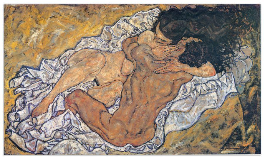 artopweb Schiele - Umarmung Decorative MDF Panel (140x83cm)