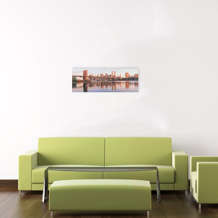 Artopweb Sohm - Brooklyn Bridge And Manhattan Sunrise Decorative MDF Panel (140x50cm)